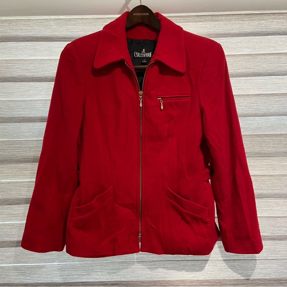 NWOT JL Colebrook Jacket Women's Red Fleece Zip Up 90s size 8